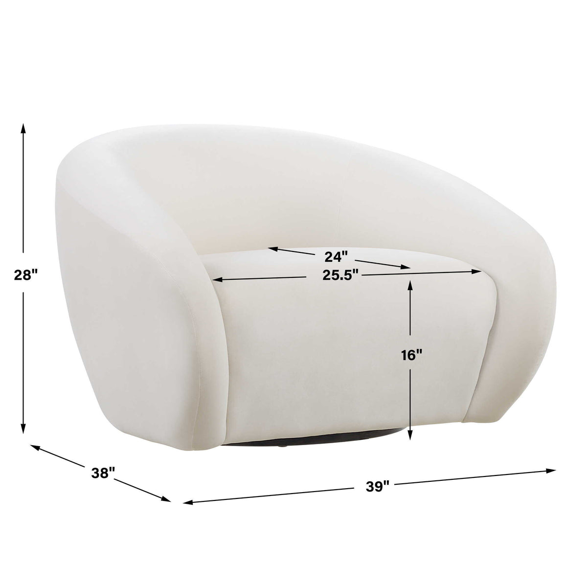 DeSoto Swivel Chair Cream - White by Uttermost - View 9