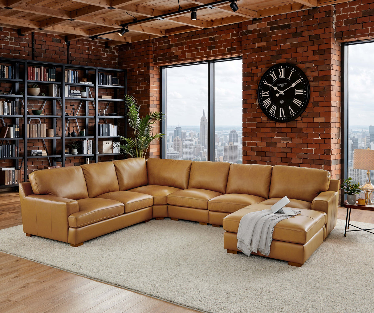 Leather Match Large Seating Modular Sectional