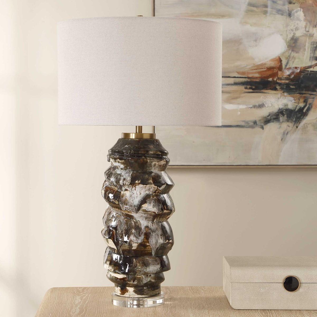 Cuoco Table Lamp Mottled Brown - Dark Brown by Uttermost - View 3