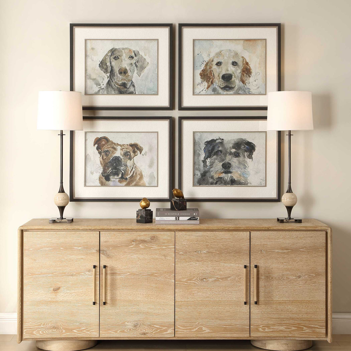 Dog Days Framed Prints (Set of 4) Black / Blue / Brown / Gray / Orange / White - Light Brown / Gray by Uttermost - View 2