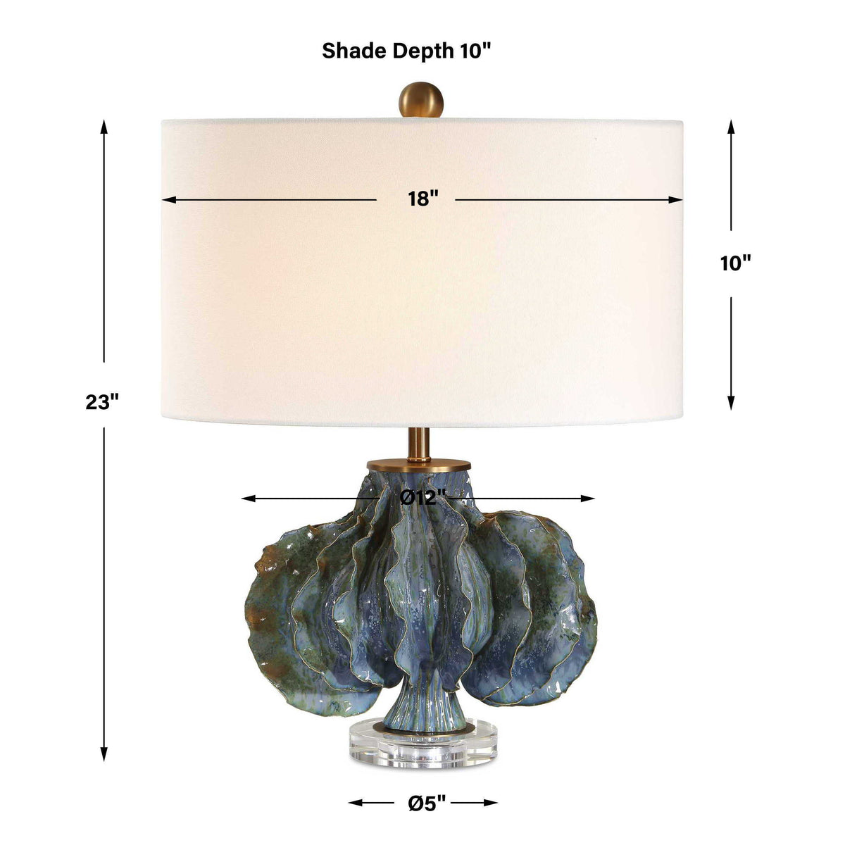Ruffle Up Table Lamp - Blue by Uttermost - View 8