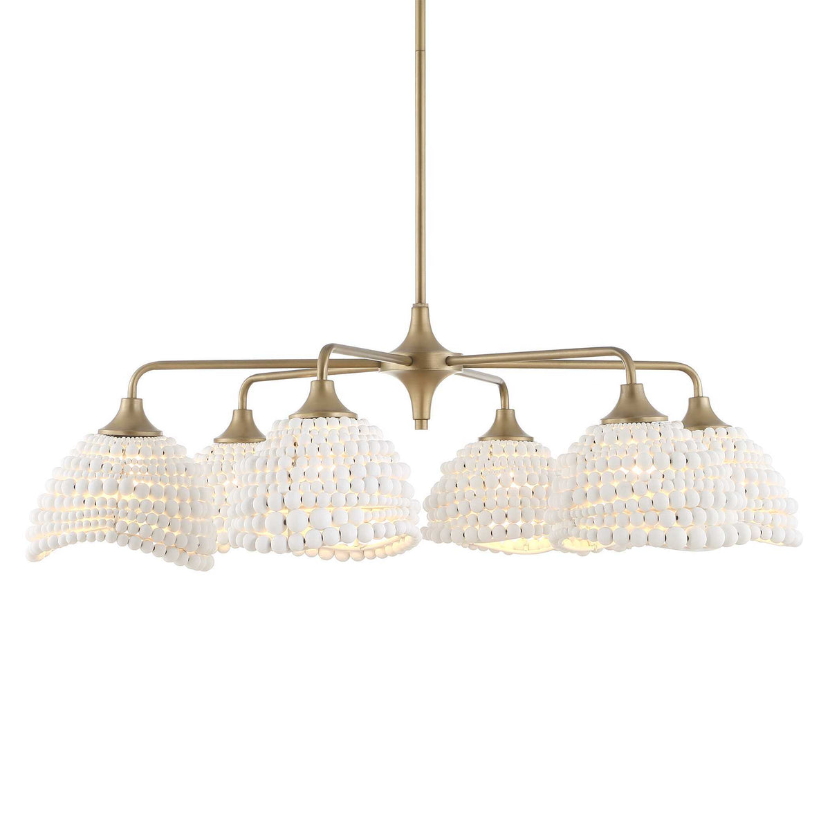 Biddeford 6 Light Beaded Pendant - Gold / White by Uttermost - View 1