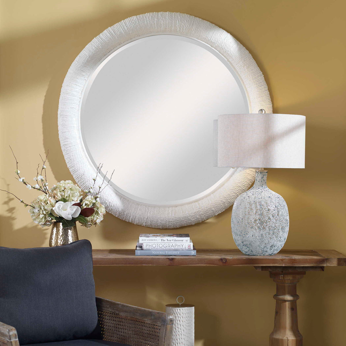 Mariner Round Mirror - White by Uttermost - View 2