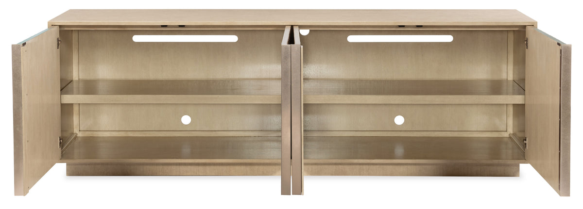 Geometry Entertainment Console Polished Limestone - Beige / Gold by Hooker Furniture - View 4