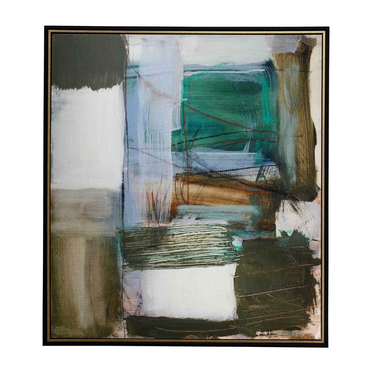 Green Fields Framed Abstract Canvas - Blue / Green by Uttermost - View 5