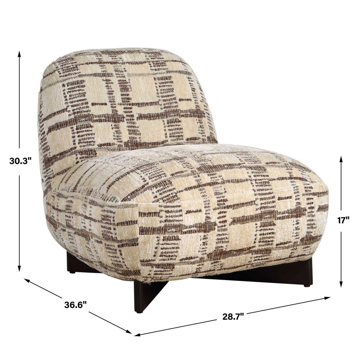 Evans Modern Armless Accent Chair Beige / Brown - Beige / Dark Brown by Uttermost - View 9