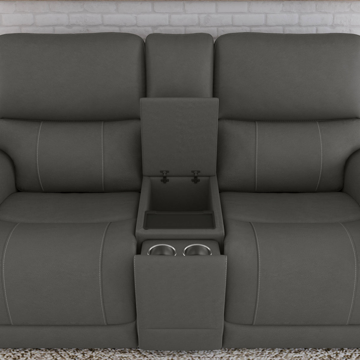 Carter Power Reclining Loveseat With Console & Power Headrests & Lumbar - Smoke | Flexsteel