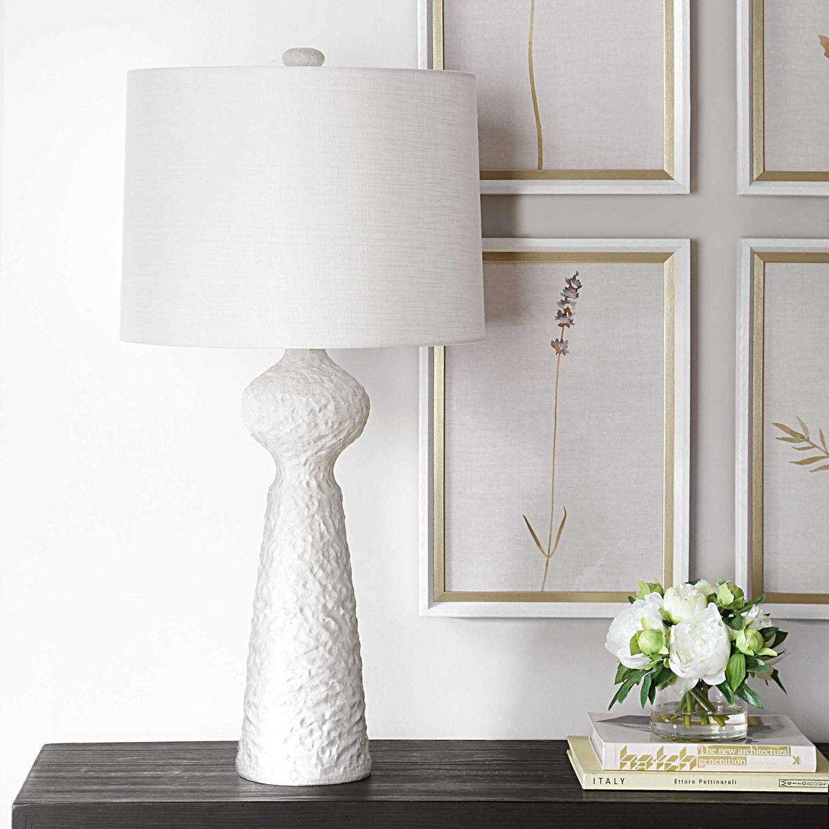 Sonata Textured Table Lamp - White by Uttermost - View 3