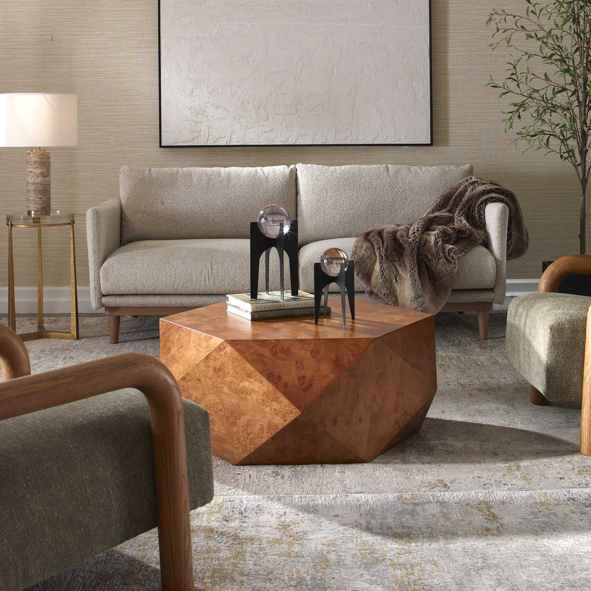 Hughes Geometric Coffee Table - Dark Brown by Uttermost - View 2