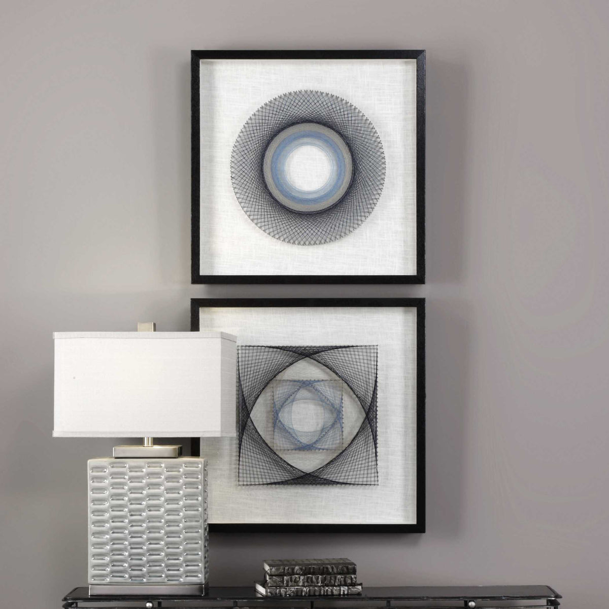 String Duet Geometric Art (Set of 2) - Black / Blue by Uttermost - View 3