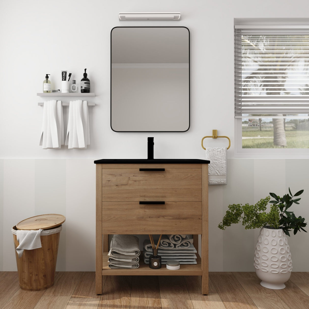 30 Inch Bathroom Vanity Plywood With 2 Drawers(BVB01030IMO - BL9075BK) | Home Elegance USA