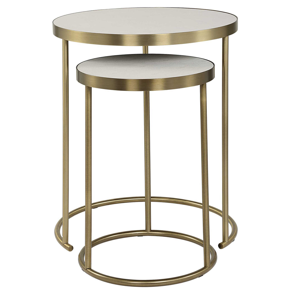 Aragon Nesting Tables (Set of 2) White - Bronze by Uttermost - View 4