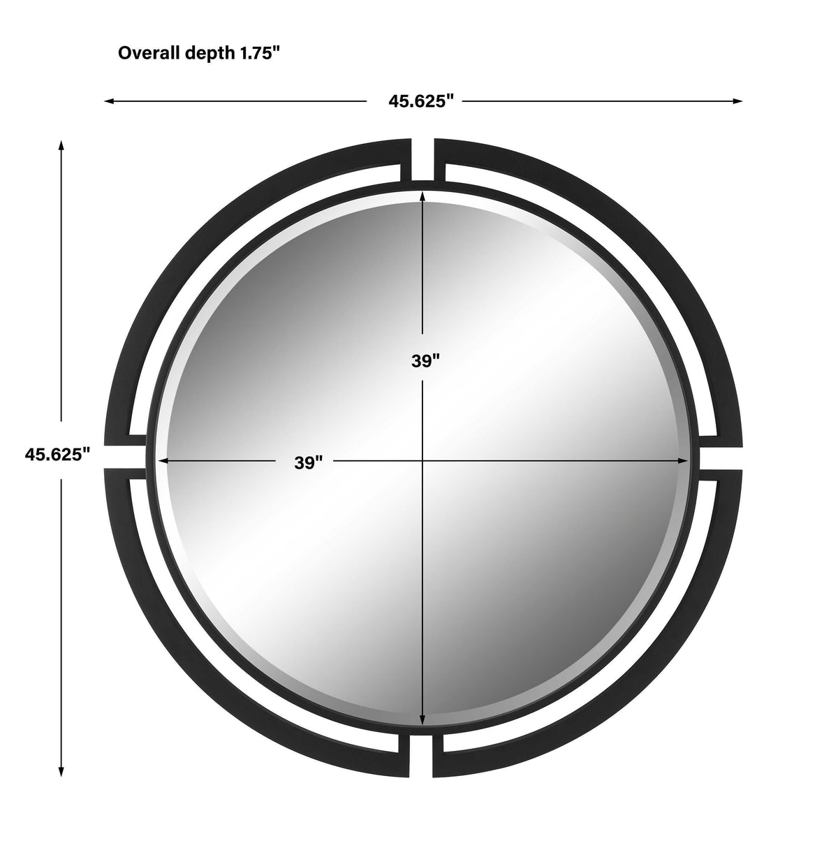 Quadrant Modern Round Mirror - Black by Uttermost - View 7