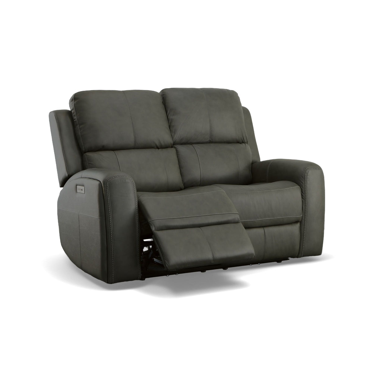 Linden Power Reclining Loveseat With Power Headrests & Lumbar - Charcoal | Flexsteel