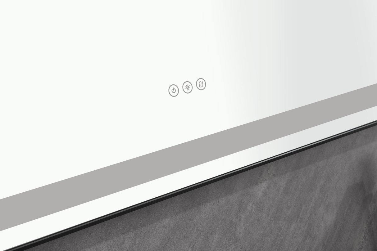 96in. W x36 in. H Framed LED Single Bathroom Vanity Mirror in Polished Crystal Bathroom Vanity LED Mirror with 3 Color Lights Mirror for Bathroom Wall | Home Elegance USA