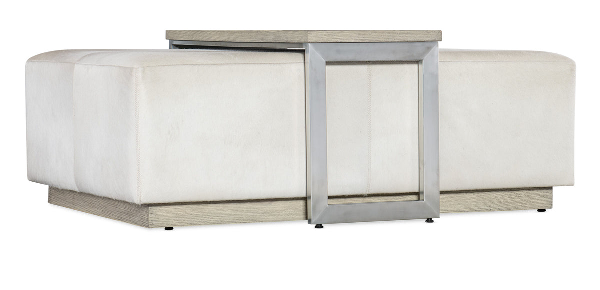 Melange Bridged Coffee Table - Beige / Silver by Hooker Furniture - View 1