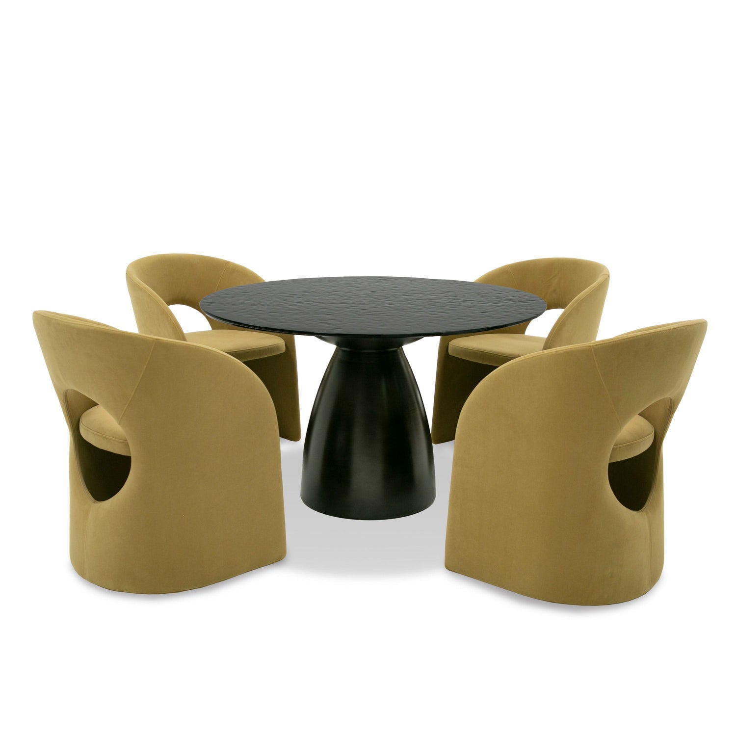 Modrest Calexico - Contemporary Black Wave Glass Round Dining Table | VIG - Home Elegance USA