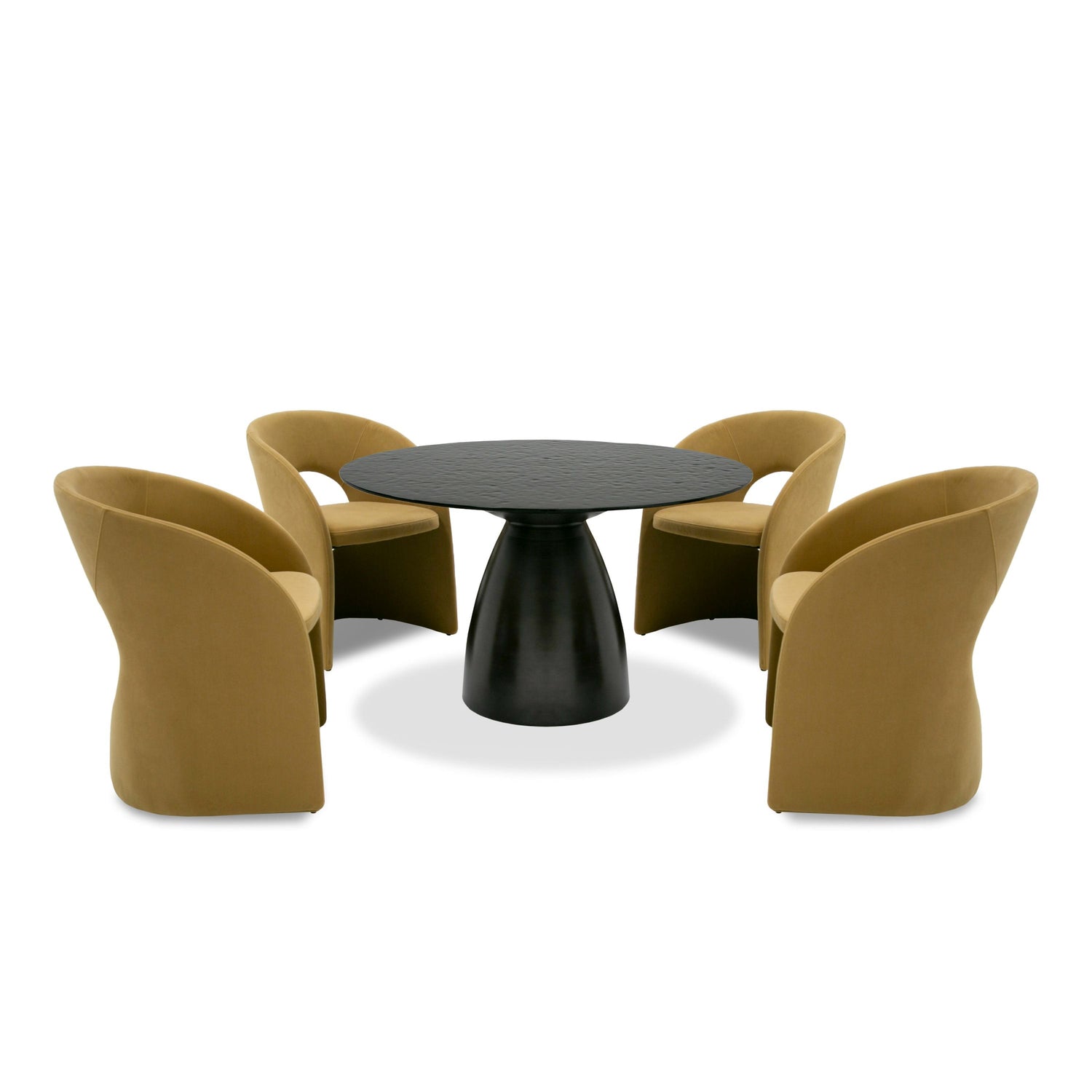 Modrest Calexico - Contemporary Black Wave Glass Round Dining Table | VIG - Home Elegance USA