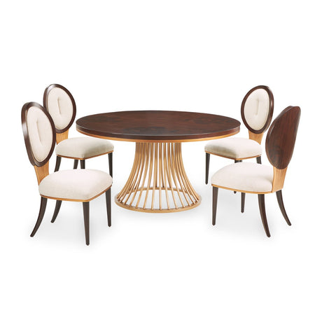 Camellia Field 5-pc Round dining Set Warm Pecan - Aico Furniture - room view