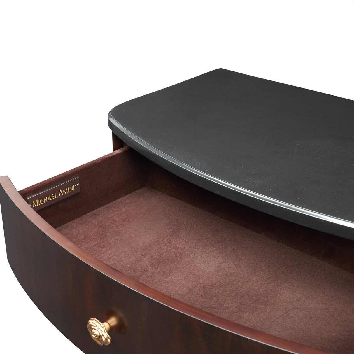 Camellia Field Nightstand in Warm Pecan with Black Marble Top | Aico by Michael Amini - Home Elegance USA