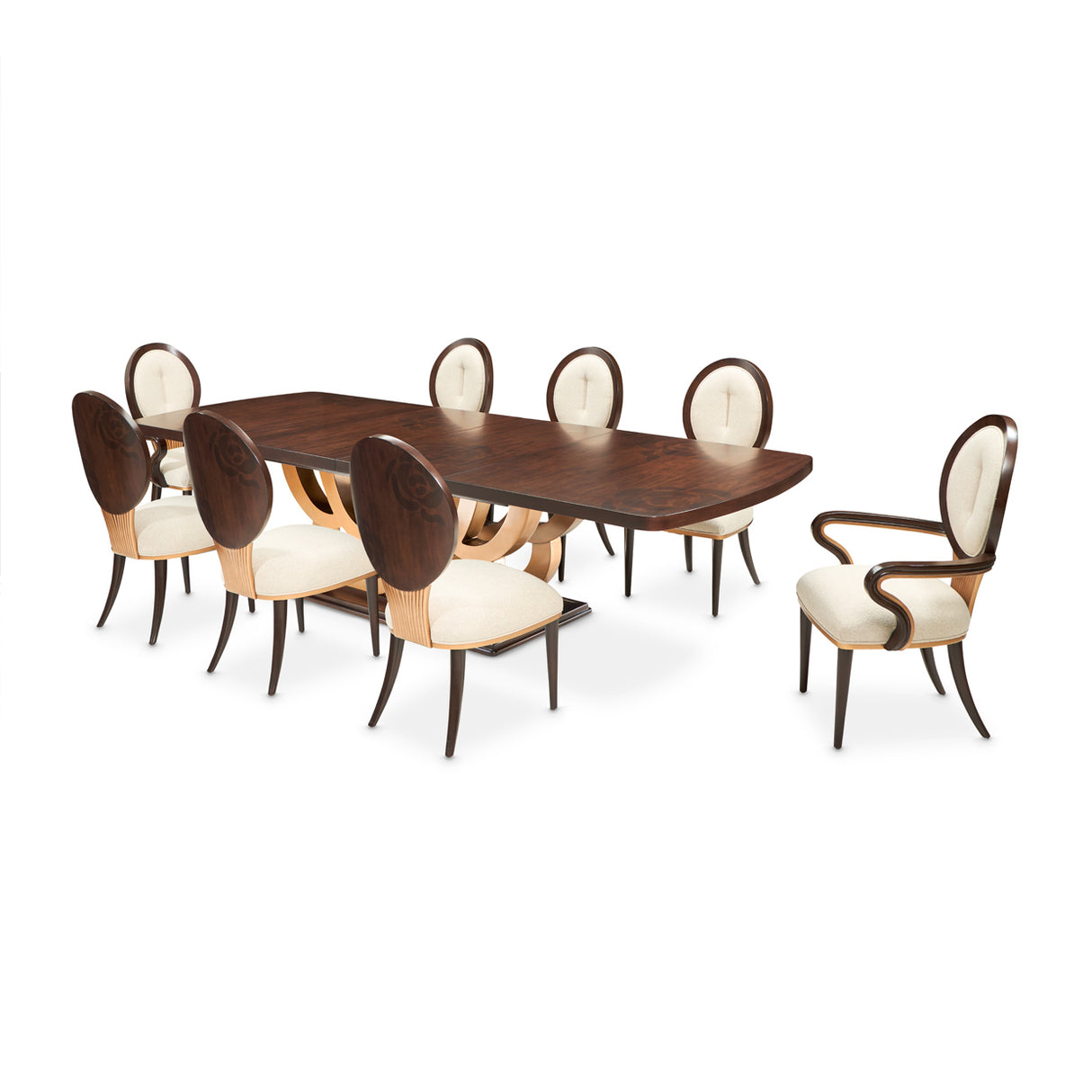 Camellia Field Extendable Dining Room Set Warm Pecan - Aico Furniture - white background