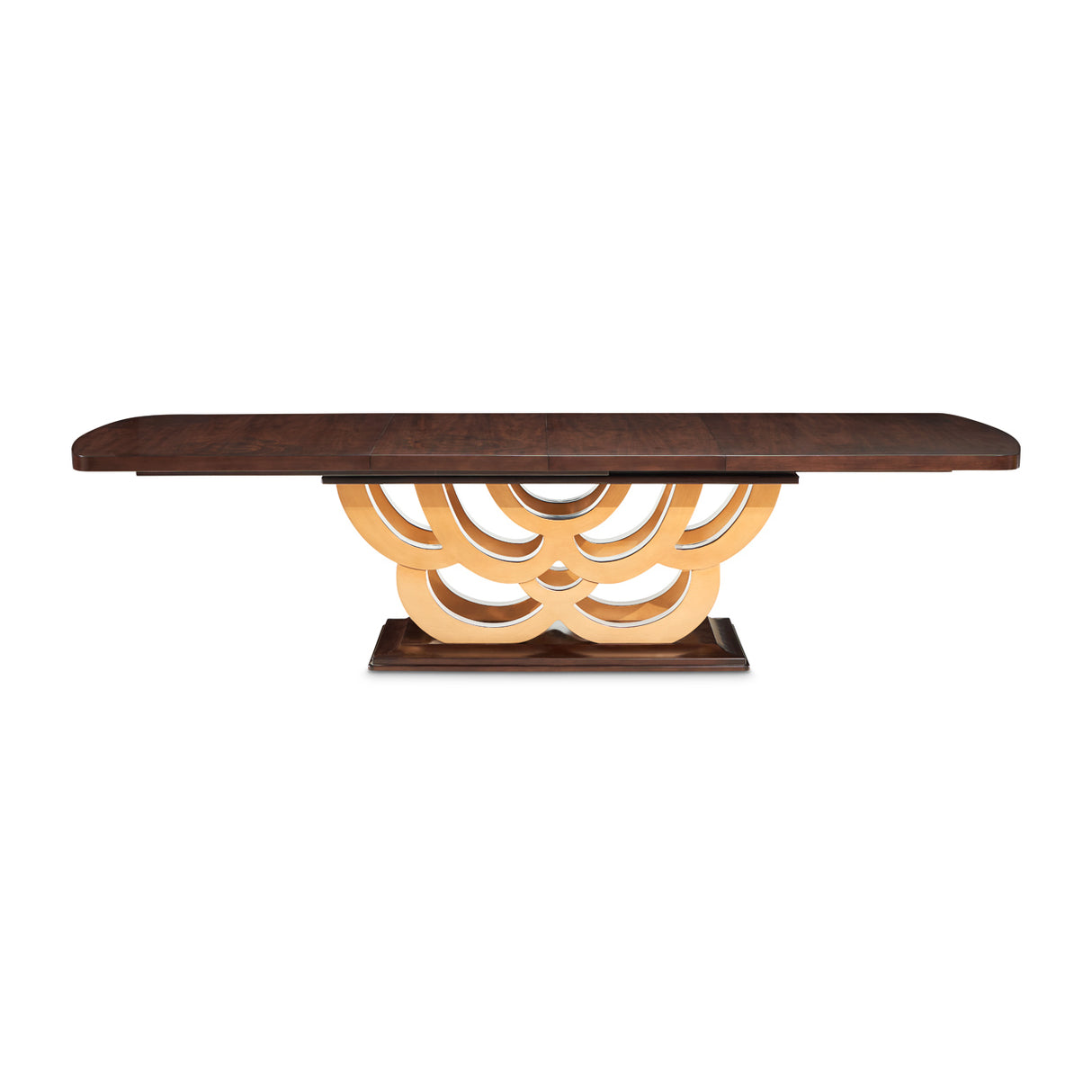 Camellia Field Rectangular Dining Table Warm Pecan - Aico Furniture - side with 2 leaves