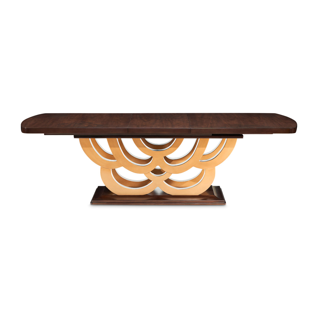 Camellia Field Rectangular Dining Table Warm Pecan - Aico Furniture - side with one leaf