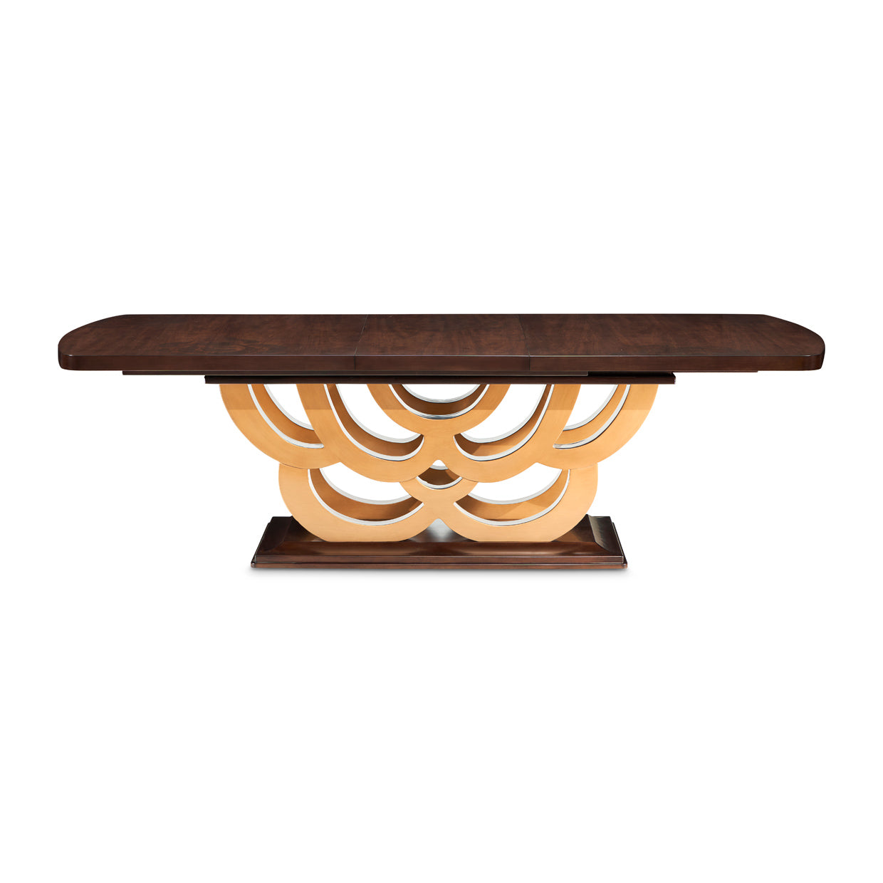 Camellia Field Rectangular Dining Table Warm Pecan - Aico Furniture - side with one leaf