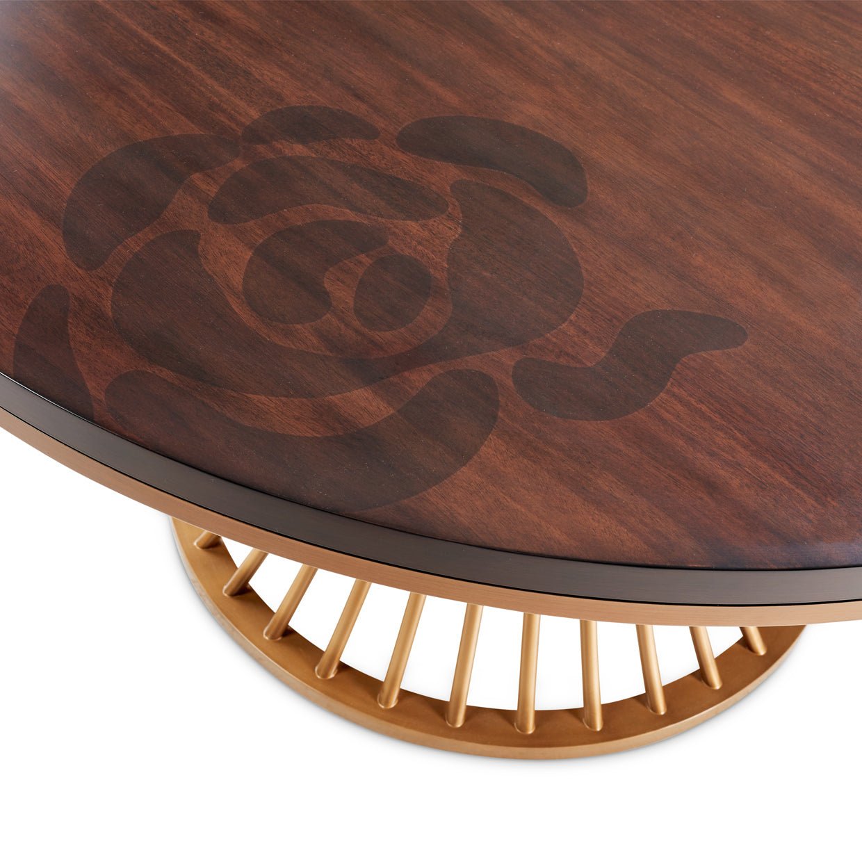 Camellia Field Round dining Table Warm Pecan - Aico Furniture - top details