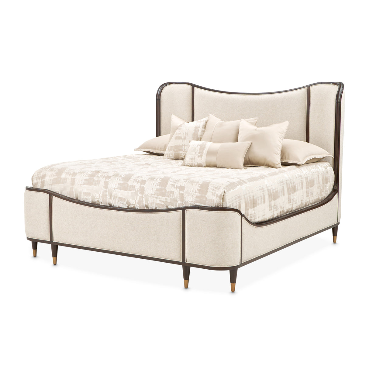 Camellia Field Upholstered Bed in Warm Pecan | Aico by Michael Amini