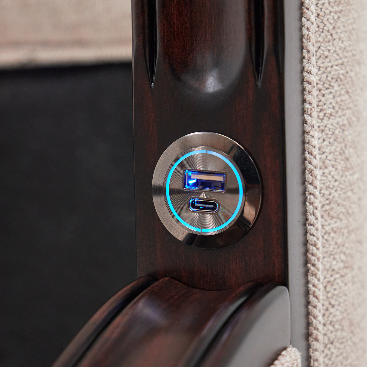 Camellia Field Upholstered Bed in Warm Pecan | Aico by Michael Amini