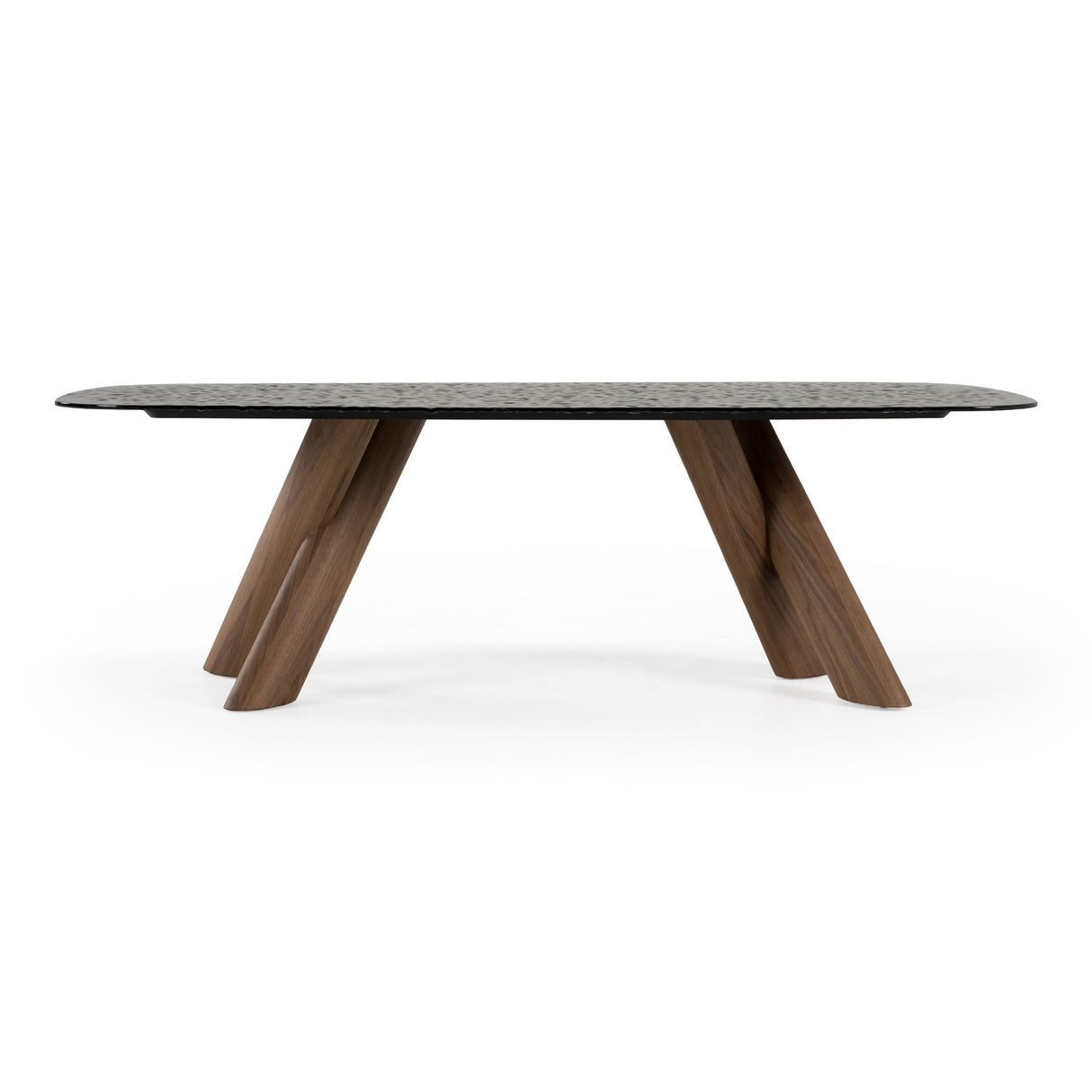 Carnaby - Modern Dark Grey Glass + Walnut Dining Table - View Image 1