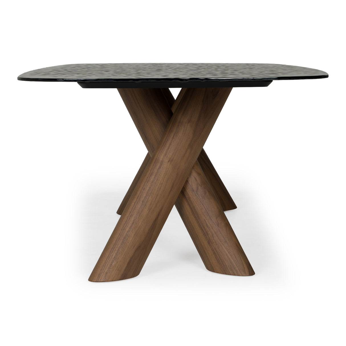 Carnaby - Modern Dark Grey Glass + Walnut Dining Table - View Image 1