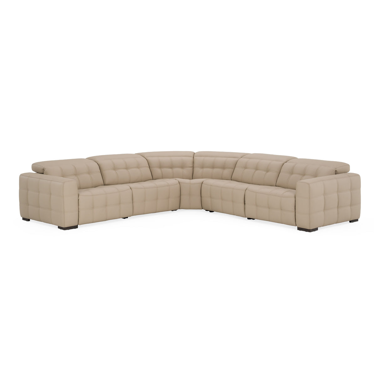 Carney - Modern Beige Leather Sectional Sofa + 3 Recliners - View Image 1