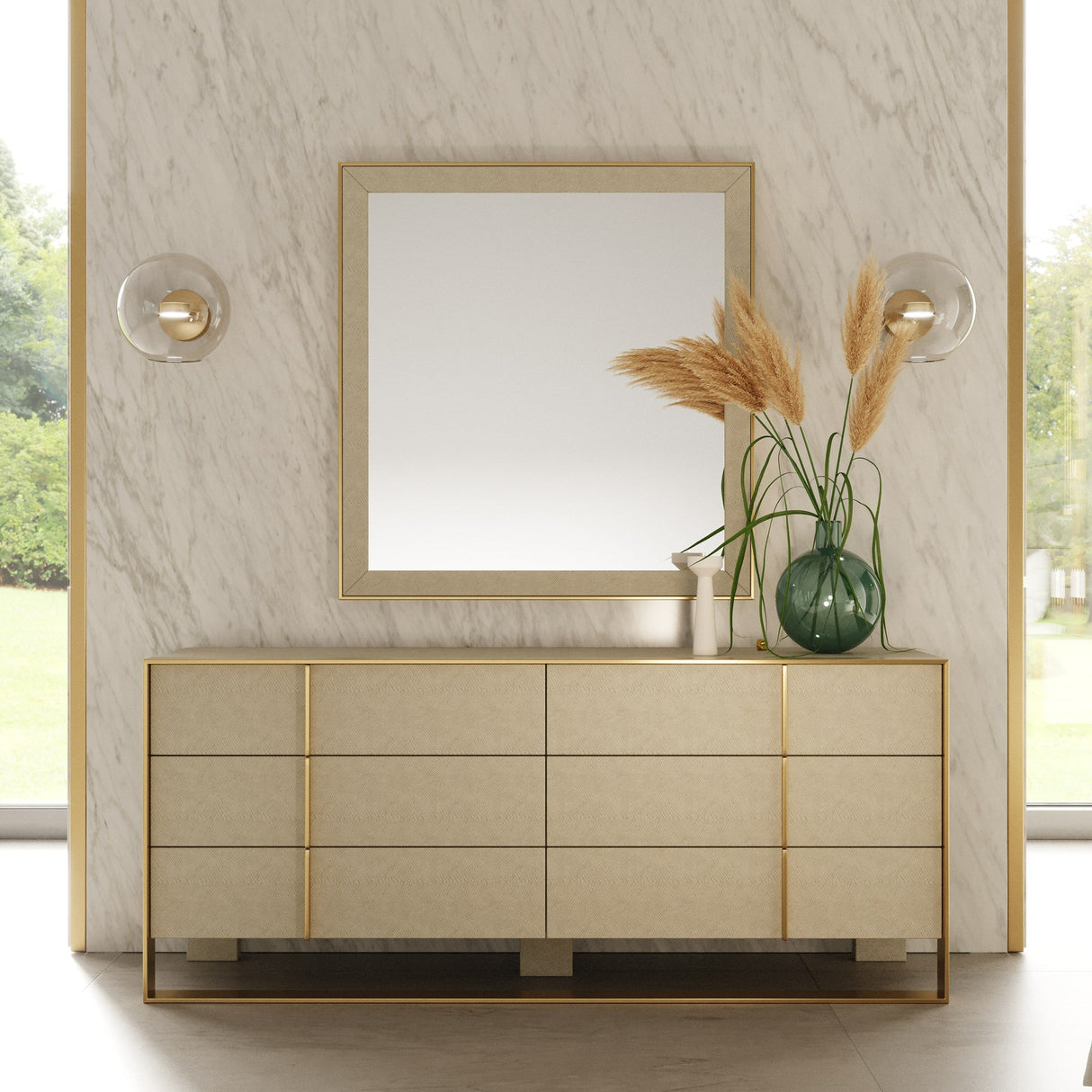 Cartier Modern Beige Velvet & Brushed Brass Bedroom Set – VIG Furniture - Home Elegance USA