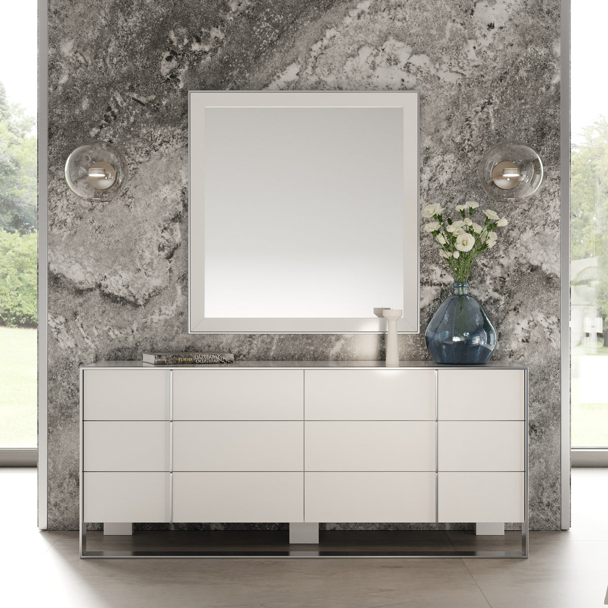 Cartier - Modern White + Stainless Steel Dresser - View Image 1