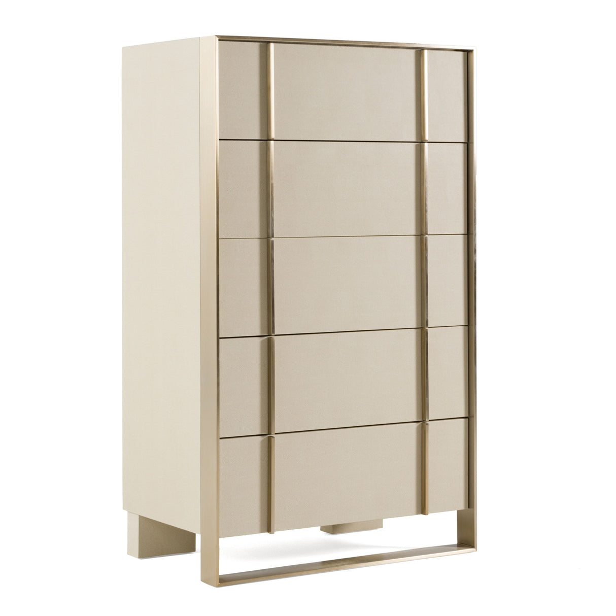Nova Domus Cartier - Modern Beige Shagreen and Brushed Brass Chest