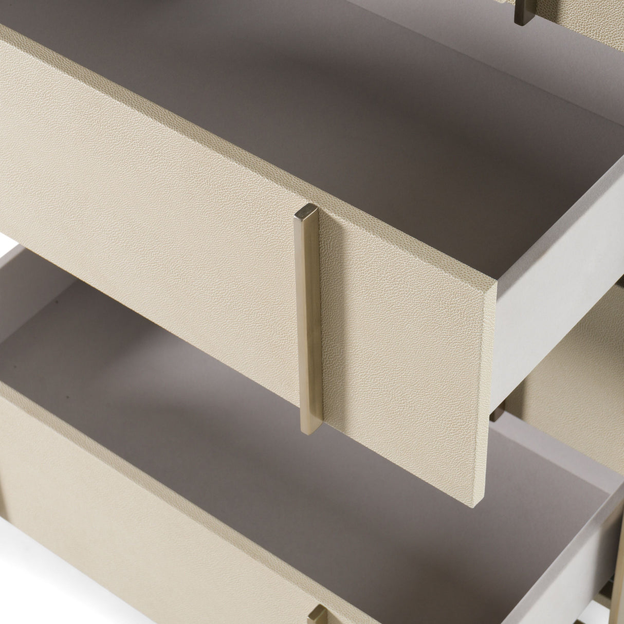 Nova Domus Cartier - Modern Beige Shagreen and Brushed Brass Chest