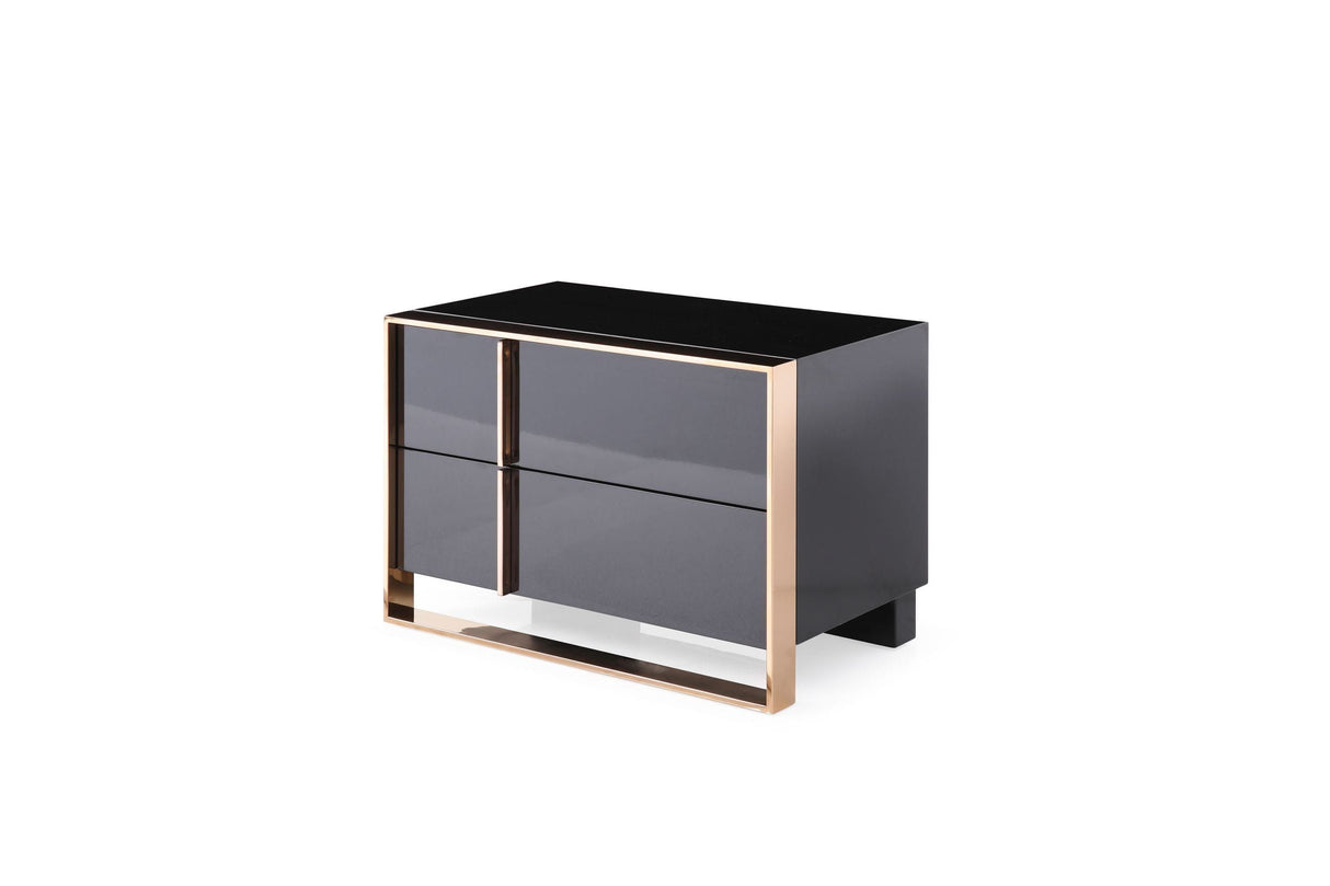 Cartier - California King Modern Black + Rose Gold Bed + Nightstands
