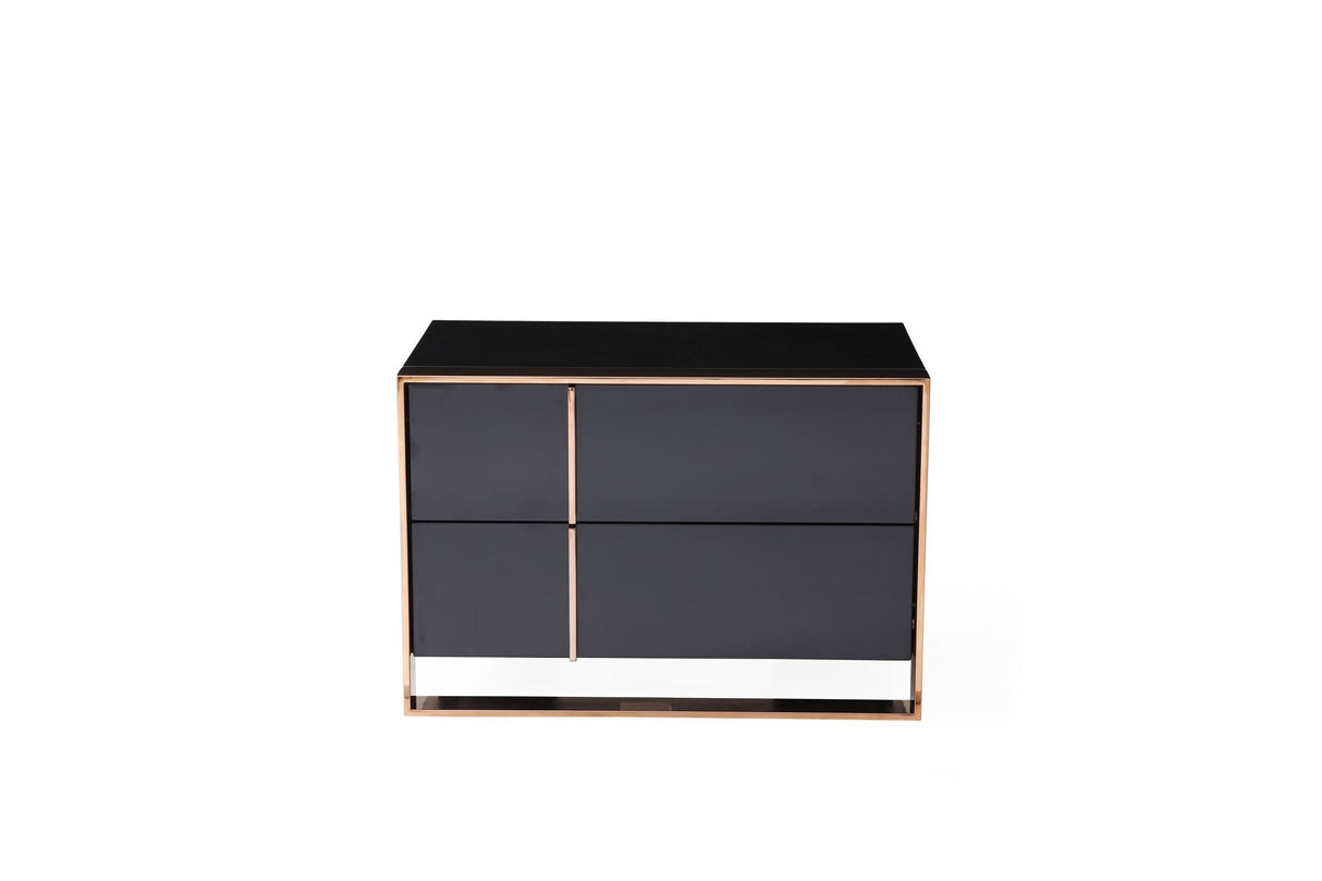 Cartier - Eastern King Modern Black + Rose Gold Bed + Nightstands - View Image 1