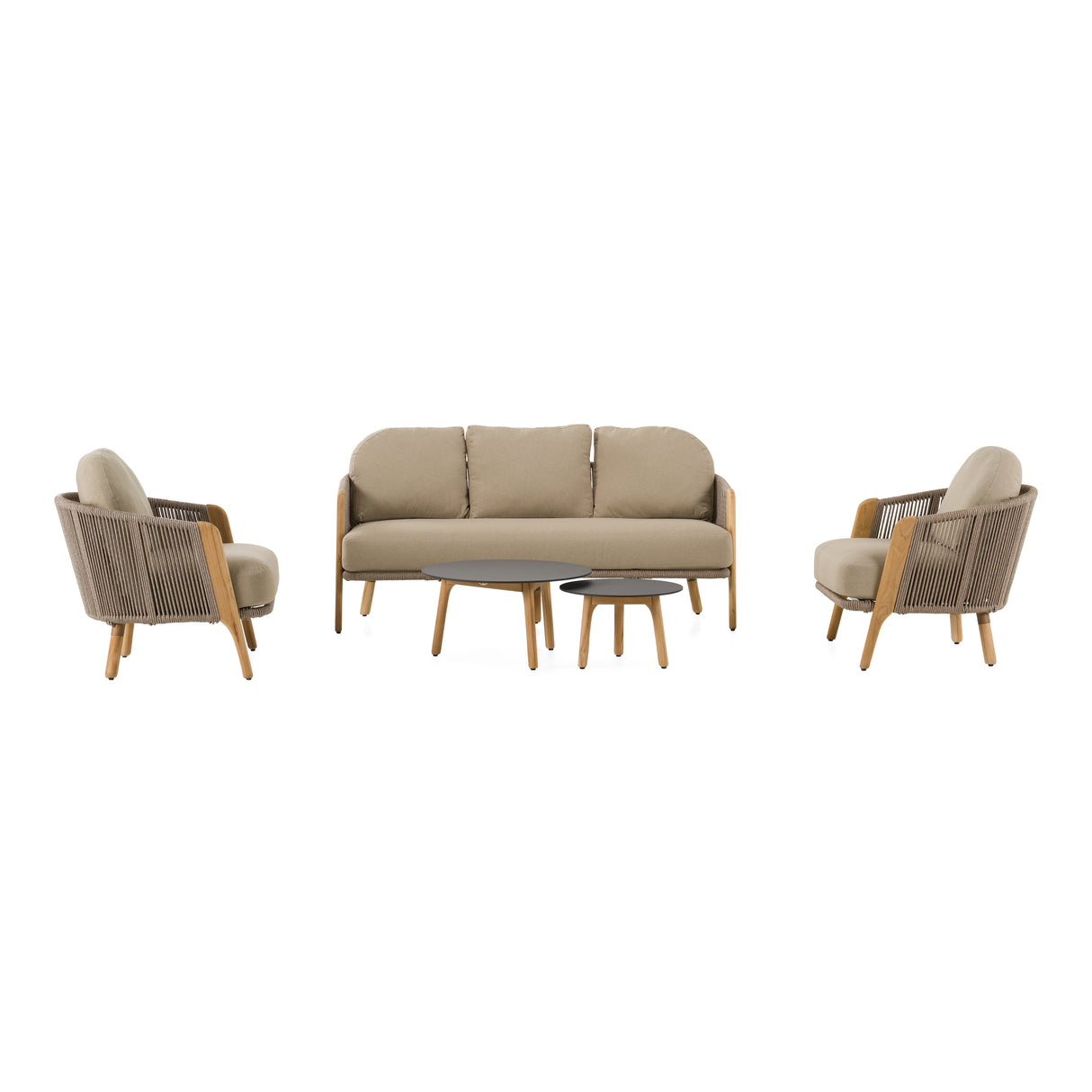 Cayman - Outdoor Beige + Teak Sofa Set - View Image 1