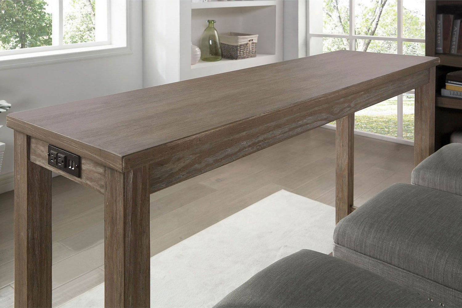 Caerleon - 4 Piece Counter Ht. Table Set - Wire - Brushed Gray / Gray | Home Elegance USA