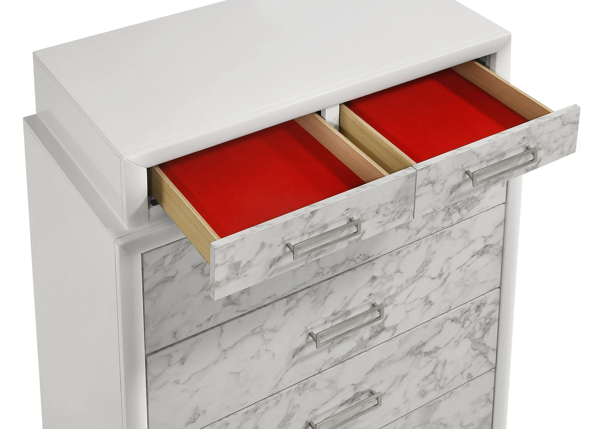 Soul Modern style Full 5PC bedroom set made with wood and Drawers in white - sold by Home Elegance USA