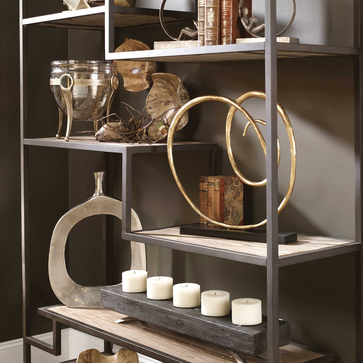 Sherwin Industrial Etagere - Light Brown / Black by Uttermost - View 7