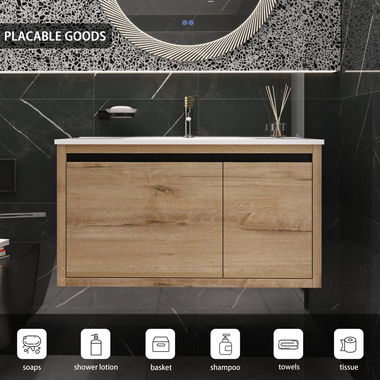 36 Inch Bathroom Vanity With Gel Sink | Home Elegance USA