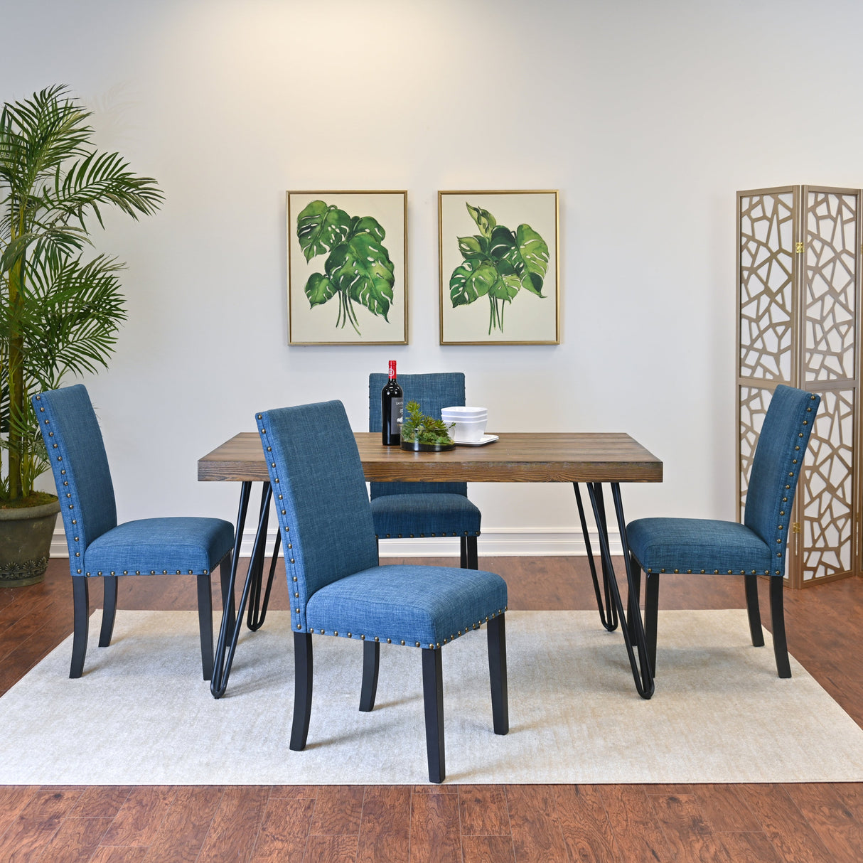 Amisos 5-Piece Dining Set, Hairpin Dining Table with 4 Chairs, 3 Color Options - sold by Home Elegance USA