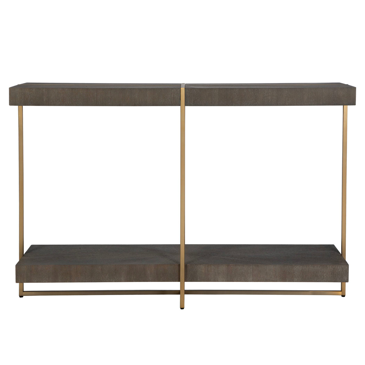 Taja Modern Brass / Wood Console Table - Gold / Dark Brown by Uttermost - View 1
