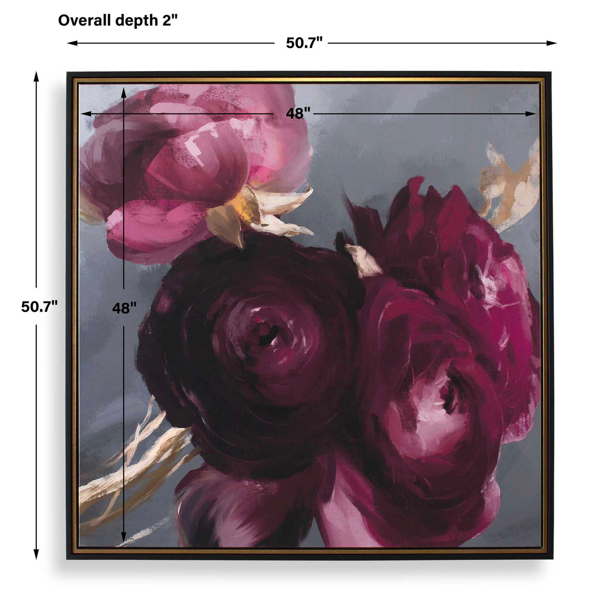 Plum Ranculus Framed Floral Art Black / Gold / Gray / Green / Pink / Purple / Red / White / Yellow - Purple / Gray by Uttermost - View 8