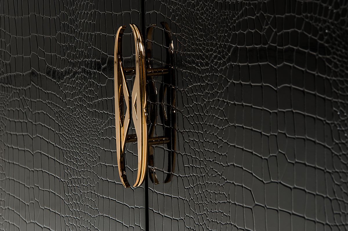 A&X Talin Modern Black Crocodile & Rosegold Buffet