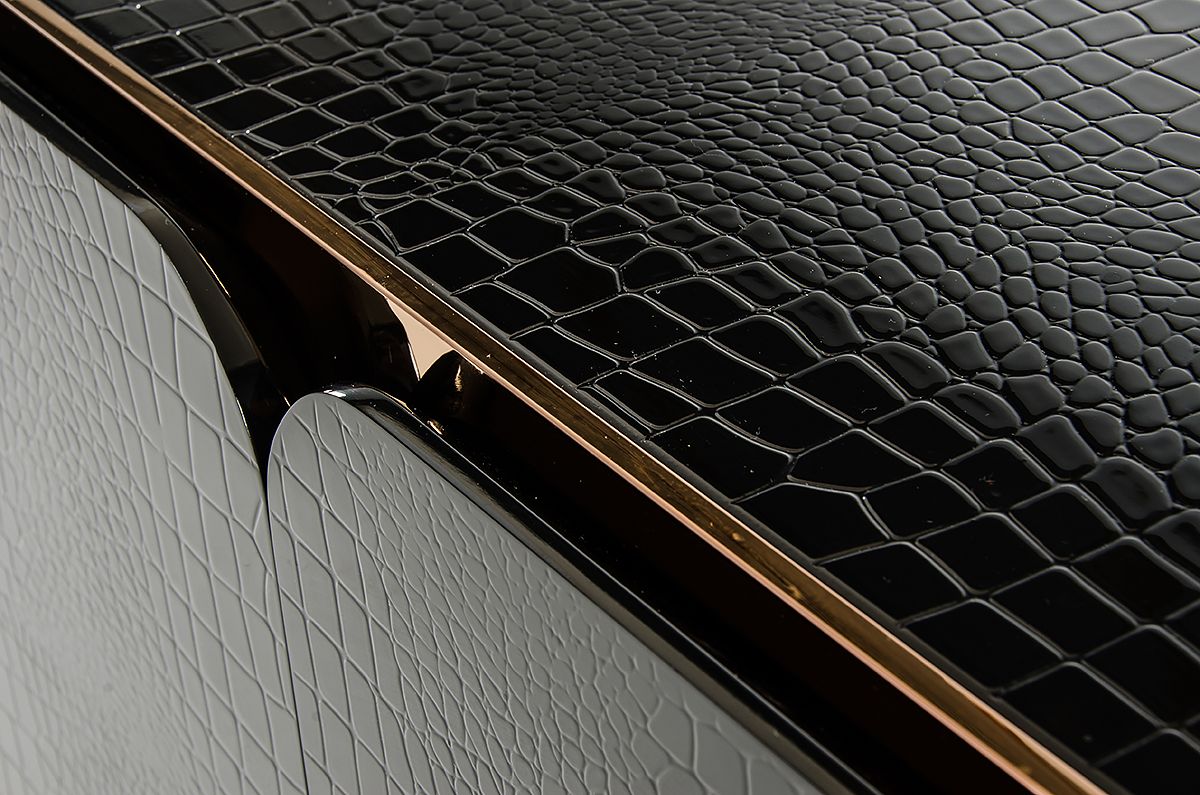A&X Talin Modern Black Crocodile & Rosegold Buffet